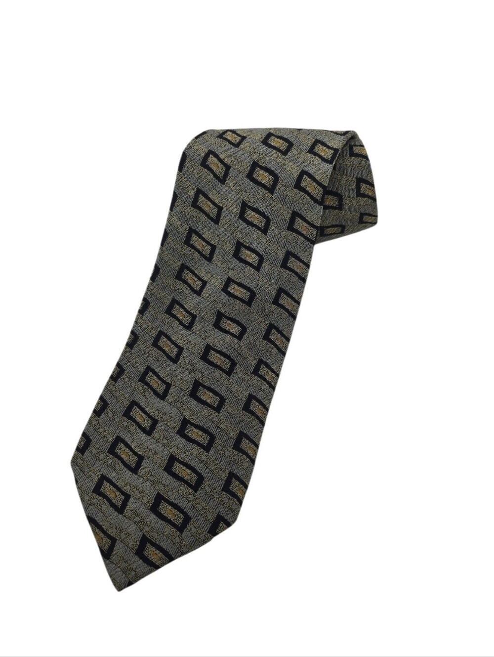 Barneys New York Italian Silk Geometric Pattern Tie Classic 3.5"